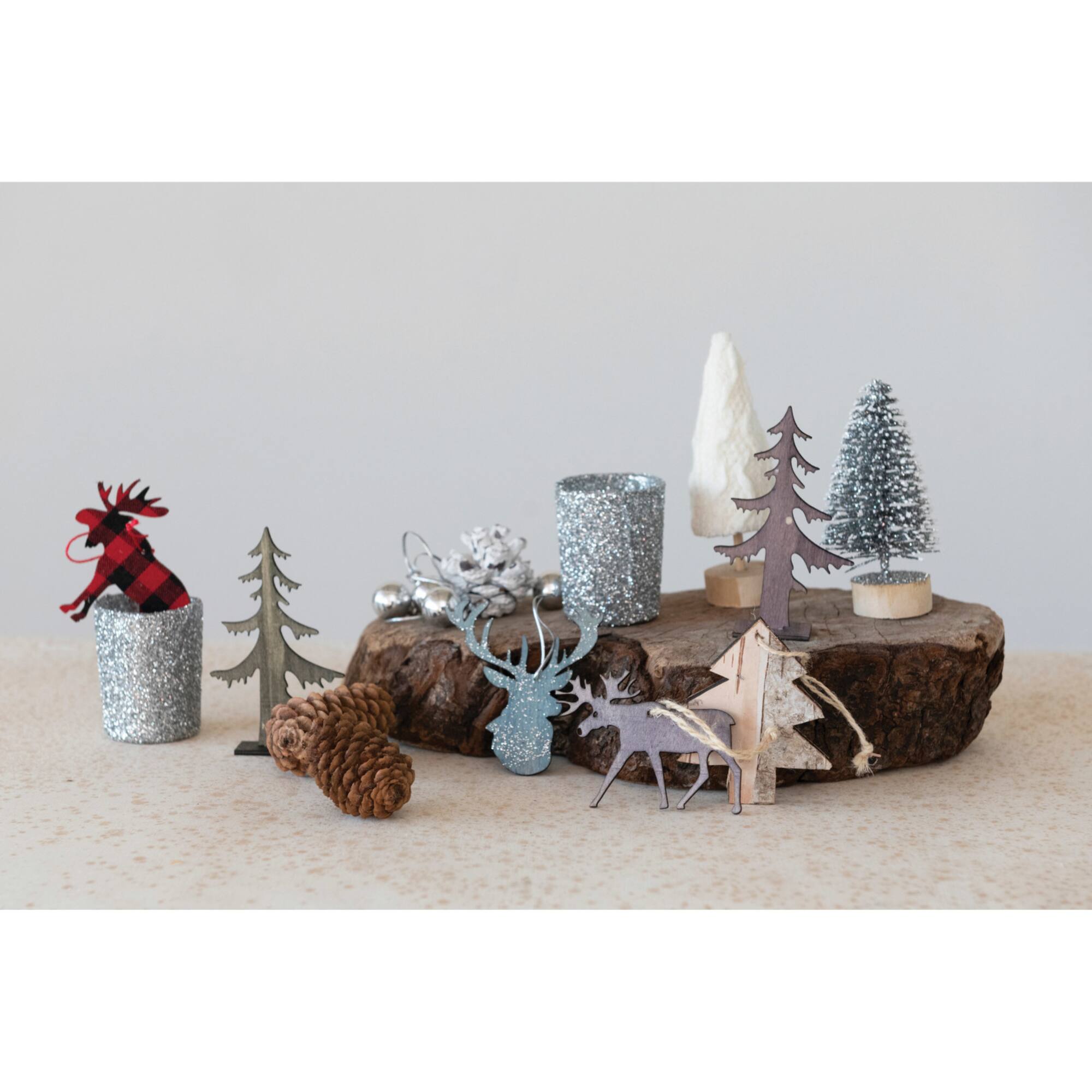 Hello Honey® 17 Piece Glittery Silver Candles & Woodland Icons Candle Garden Kit